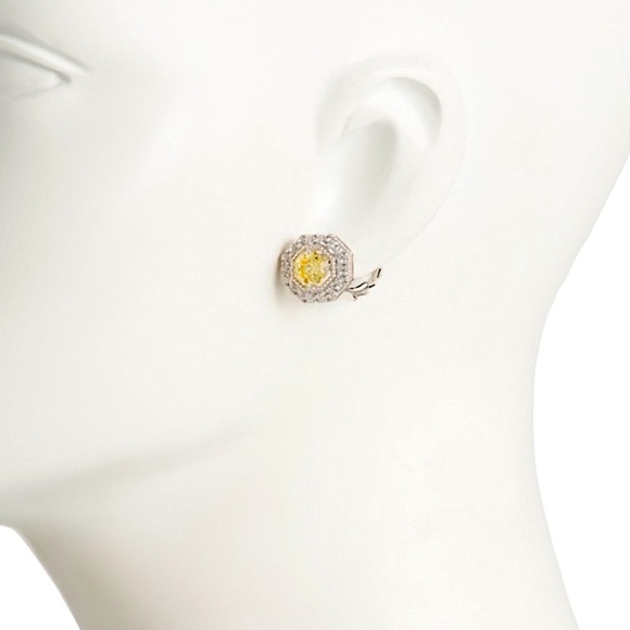 NWT Judith Ripka 4 carat Canary Crystal & White Topaz Casablanca Button Earrings - Picture 12 of 12
